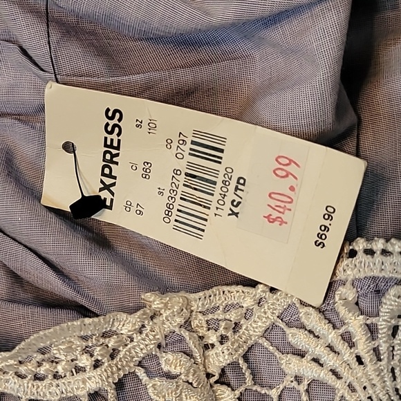 NWT EXPRESS chambray with lace detail 100% cotton tank - Picture 10 of 11